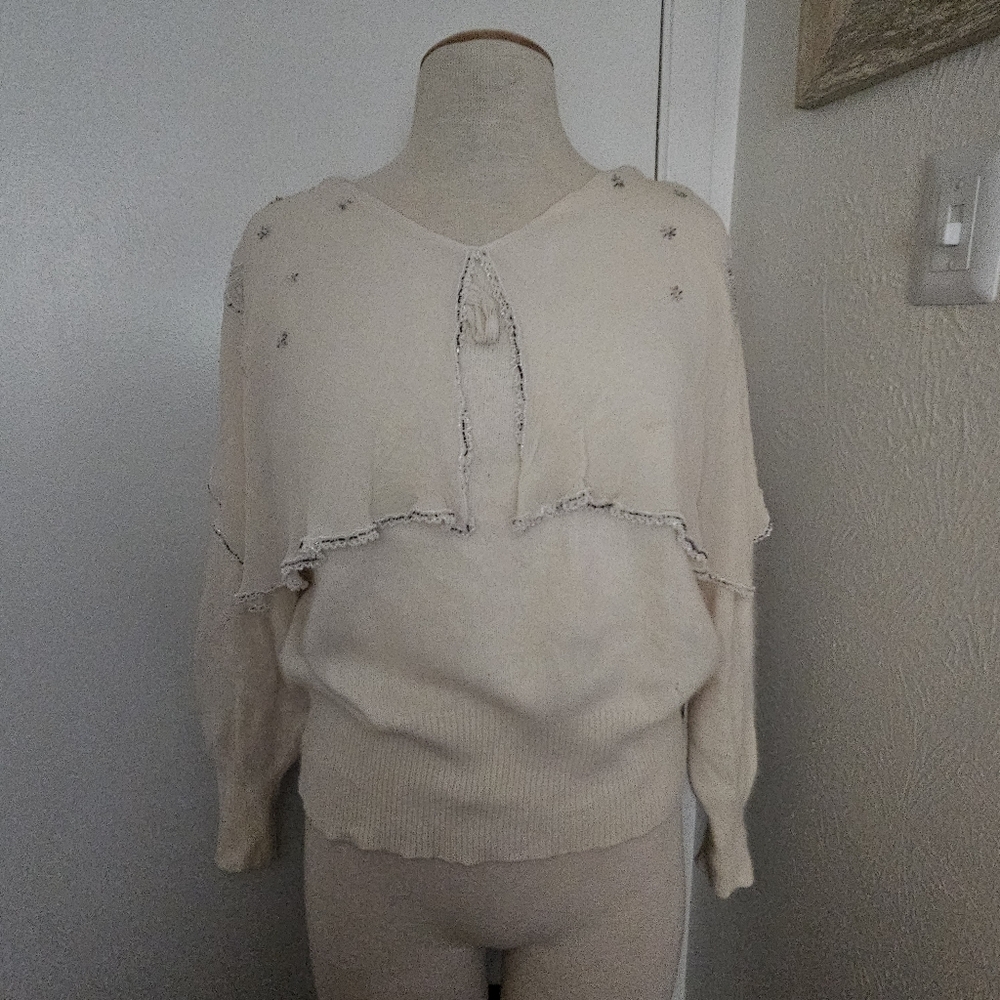 Vintage SSG Catharine Lover Cream Sweater Lambwool Angora Rabbit Hair Silk L FUC
